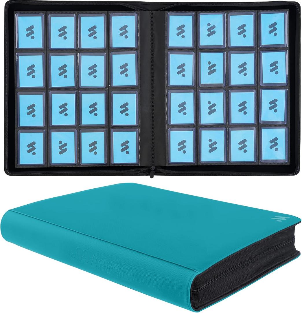 16 Pockets Top Loader Binder,Holds 640 3" x 4" Rigid Cards