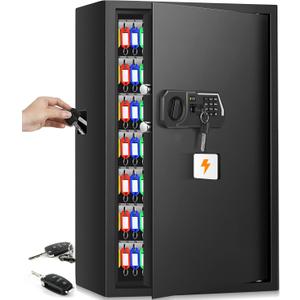 Nebakne 144 Keys Fireproof Cabinet Safe With Adjustable Hook Plates and Tags, Anti-Theft Lock Box Wall Mount With Combination Lock, Organizer for Home Office Garage