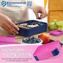 My Vesperbox Lite  Mini Lite - Kids Bento Lunch Box  Extra Durable Lunchbox for Toddlers and School  Leakproof, Child-Friendly, Ideal for Daycare, Preschool & Elementary School (7.48 x 5.12 x 1.97 in, Mini Lite - Purple Blue - 19x13x5cm)