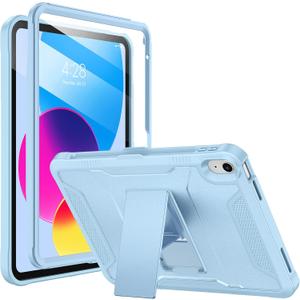 Soke Case for iPad (A16) 11th Generation 11-inch 2025, iPad 10th Generation 10.9-inch 2022, with Built-in Screen Protector and Kickstand, Rugged Full Body Protective Cover - Sky Blue