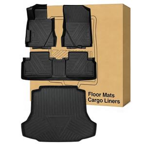 All Weather Floor Mats Cargo Liners Custom for Honda Civic Sedan 2006-2011 | 3D Precision fit Durable Waterproof Odorless Anti-Slip Front Rear Full Sets Trunk Tray Floor Liners Carpet TPE Accessories