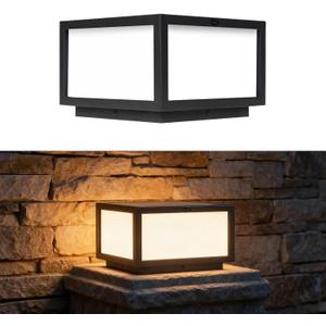 SkyGlow Solar Column Light, Stainless Steel LED IP55 Waterproof 10x10 Outdoor Pillar Lighting, Exterior Column Lamp Lanterns, Luxury Modern Post Cap Lights for Gate, Wall, Deck, Fence, Mail Box