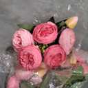 DEEMEI Artificial Peony Flower Silk Peonies Bouquet 4 Bundles Fake Flowers Bulk for Home Wedding Party Decor (Rose Red+Pink)