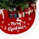 36 Inch Christmas Tree Plush Skirt,Red Faux Fur Christmas Tree Skirt with Snowflakes,Christmas Decorations Tree Base Skirt for Xmas Tree Decoration,Holiday Home Party Decor