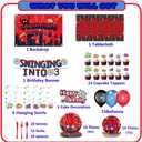 3 Spider Theme Birthday Party Supplies Decorations Including Birthday Banner Backdrop Hanging Swirls Tablecloth Balloons Cake Toppers Plates Forks Knives Spoons for Spider Party