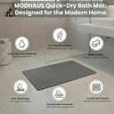 MODHAUS Diatomite Stone Bath Mat, Fast Drying Natural Bathroom Mat, Eco Friendly Non Slip Super Absorbent Bathroom Floor Mat, Easy Clean Stone Bath Mats for Bathroom (23.6" x 15.6”) (Dark Gray)