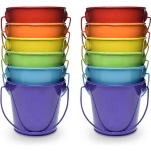 3.1" Galvanized Mini Tin Buckets  12Pcs Rainbow Colors Metal Buckets with Handle, Ideal for Party Favors, Bridal Shower and Craft Projects (Multi-Colored, 3.1") 3.1" Galvanized Mini Tin Buckets  12Pcs Rainbow Colors Metal Buckets with Handle, Ideal for Party Favors, Bridal Shower and Craft Projects (Multi-Colored, 3.1")