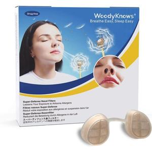 WoodyKnows 3 Super-Defense Nasal Filters with 24 Pairs of Replacement Filters, seasonal allergies and industrial pollution aid (Round, Medium, 3 Filters+24 Replacements)