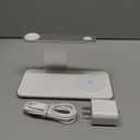 GUSGU 3 in 1 Charging Station for MagSafe Wireless Charger with Three-Level Night Light, 15W Max Fast Charging for iPhone 17/16/15/14/13/, Apple Watch Series 2-11/SE 3/ Ultra 3, AirPods Pro 3-Gray (White)