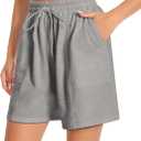 Women's Lounge Athletic Shorts with Pockets, 6.1" Sweat Shorts Women, Summer Casual Elastic Walking Running Shorts (Gray, XL)