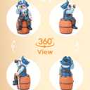 Solar Garden Gnome Statues Funny Resin Pirate Gnome Decorations Sitting on Wine Barrel Outdoor Figurines for Yard Patio Mom Gift