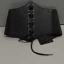 XZQTIVE Black Corset Waist Belt for Women, Wide Elastic Tie Waspie Belt for Dresses 4.7inch (Fit Waist 25-29in)