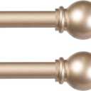 Kenney Chelsea Ball End Window Curtain Rod, Adjustable Curtain Rod for Windows 28 to 48 Inches, Extendable Curtain Rod Set, Soft Brass Gold Curtain Rod, Curtain Rods 2 Pack