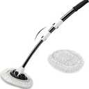 15 Curved Car Wash Brush with Long Handle 43" Microfiber Cleaning Mop Telescopic Extension Pole for Caravan RV Truck Auto SUV Wheel Boat Exterior 2 in1 Carwash Duster Scratch Free, White