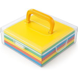 JapanBargain, 3-Pack Japanese Origami Paper Storage Box, Fits 6-inch Folding Paper up to 400 Sheets, Clear Plastic Craft Organizer for Cardstock, Stamps, Sewing Kit Tools, Made in Japan