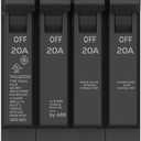 ABB Q-Line THQLQ202020 Quad Circuit Breaker  20A/1P & 20A/2P & 20A/1P Configuration  120/240 VAC, 10 kAIC  Thermal Magnetic Trip  Space-Saving Plug-in Mount Type