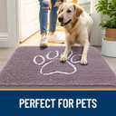 OLANLY Dog Door Mat for Muddy Paws 36x24, Paw Print Design, Absorbs Moisture and Dirt, Absorbent Non-Slip Washable Doormat, Quick Dry Chenille Mud Mat, Entry Indoor Entryway Carpet, Deep Plum