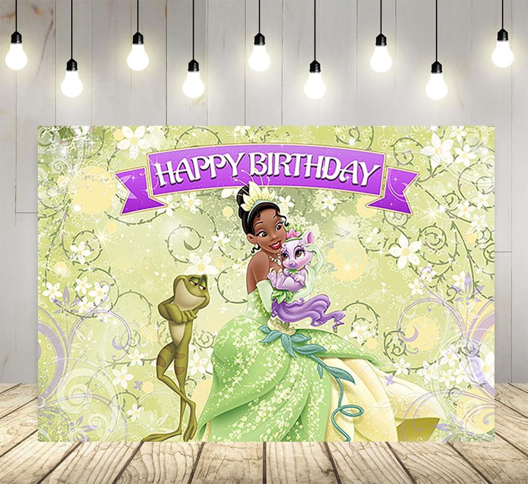 Princess Tiana Backdrop for Birthday Party Supplies Photo Backgrounds Princess and The Frog Birthday Theme Baby Shower Banner 59x38in