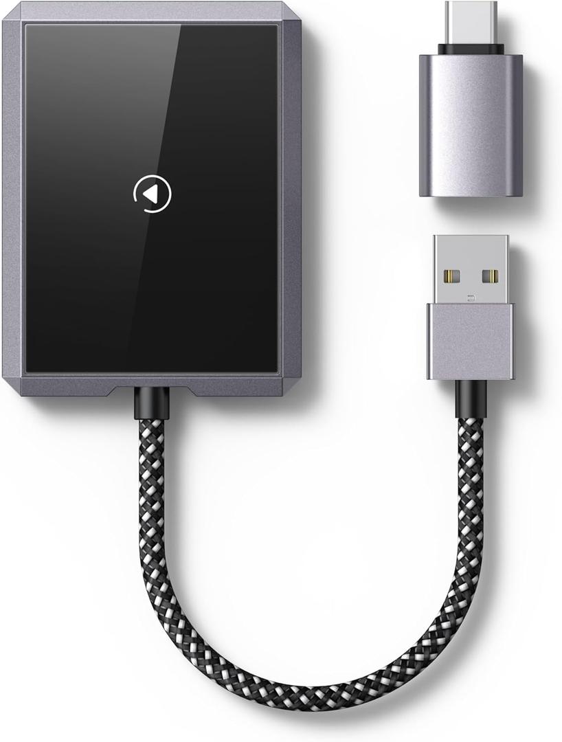 2 in 1 Wireless CarPlay & Android Auto Wireless Adapter | 2025 Upgraded Carplay Wireless Adapter | Plug-and-Play | Low Latency | for Apple iPhone iOS 10+ & Android 10+