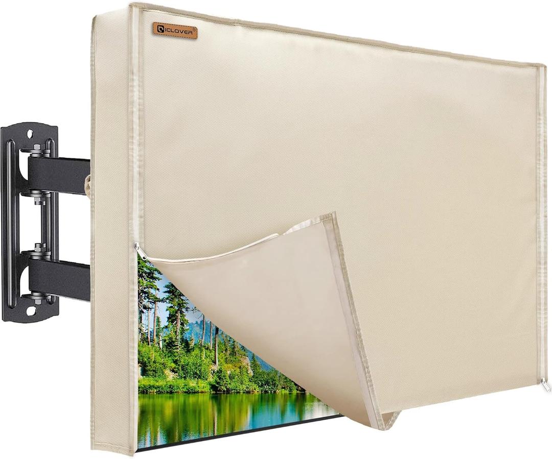 IC ICLOVER Outdoor TV Cover 30-32 Inch, 600D Heavy Duty 4 Season Weatherproof TV Protector, Waterproof Zipper, Roll Up Front Flap, Remote Control Pocket, Outside Television Cover for LED, LCD TVs