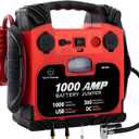 Car Battery Jump Starter with Air Compressor Portable Tire Inflator,260PSI 1000Amp Battery Booster Jumper Box(Up to 5L Gas or 5L Diesel) Power Station 12V DC Outlet USB Port,LED Light