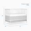 Dream On Me Synergy 5-in-1 Convertible Full-Size Baby Crib with Toddler, Day & Full Bed Conversion in White, GreenGuard Gold & BSA, 3 Mattress Heights, Sustainable Pinewood