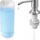 Kitchen Sink Soap Dispenser, Brushed Nickel Stainless Steel Pump with 13oz Refillable Bottle, Easy Top Refill Design – Rustproof Soap Dispenser for Countertop