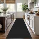 KOZYFLY Runners for Hallways 3x10 ft Washable Kitchen Runner Non Slip Rubber Backed Hallway Rugs Cotton Entryway Runner Rug Floor Carpet for Indoor Hall, Backdoor, Kitchen, Black/Dark Grey