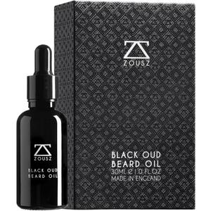 ZOUSZ Beard Oil – Beard Grooming Formula with Avocado, Argan, Macadamia Oils, Black Oud Wood Fragrance – Softening and Moisturizing Beard and Mustache Non-Greasy – Vegan Gift for Men – 30 ml
