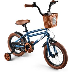 RULLY 16 Inch Boys' Bike for Kids Ages 2-6, Toddler Bicycle with Training Wheels, Coaster Brake & Handbrake, and Front Basket(Blue Black Green)