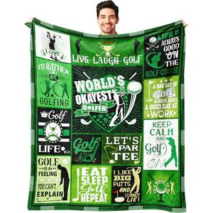 Golf Gifts for Men Blanket Ultra Soft Flannel Golfer Throw Blanket for Golf Lover Golfing Gifts Stuff 50"x40", Set Of 2