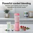 Hamilton Beach Portable Blender for Shakes and Smoothies, 14 Oz BPA Free Travel Cup & Lid, Durable Stainless Steel Blades, Personal Smoothie Blender, Coral (51171)