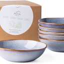 AmorArc Ceramic Cereal Bowls Set of 6, 24 oz Handmade Stoneware Bowls Set for Cereal Soup Salad, Stylish Kitchen bowls for Meal, Dishwasher & Microwave Safe, Reactive Glaze Gray Blue