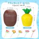 Sabary 24 Pieces Tropical Pineapple Coconut Cups Plastic Hawaii Cups with Hibiscus Flower Straws for Adults Hawaiian Luau Party Summer Beach Party Pineapple Carnival Celebrations Birthday Decorations