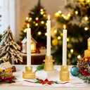 WELLIFE 6 Pcs Amber Glass Candle Holder, Taper Candle Holder, Amber Glass Candlestick Holder for Party, Wedding Decorations, Table Centerpieces and Thanksgiving