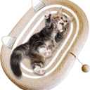 Cat Scratcher Bed 3 in 1 Sisal Cat Scratching Board for Indoor Oval Cat Scratch Pad Durable Scratching Lounge Bed Round Bowl with Toy Balls for Cats Kitten Puppy (24"x15.7"x3.5")