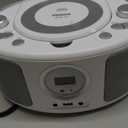 Portable CD Player Boombox with Bluetooth, FM Radio, Remote Control, USB Port and 3.5mm AUX Headphone Jack, Clear Stereo Sound, 4 Watts of Audio, AC/Battery Powered (White)