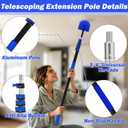 30T Reach Duster Kits, Window Cleaning kit with 5-24FT Telescoping Extension Pole, Cobweb Duster, Washable Fan Duster for Ceiling, Window Squeegee for Glass and Microfiber Feather Duster