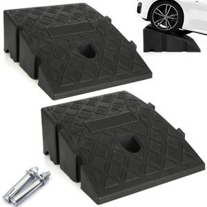 2PCS Driveway Curb Ramps 5" Rise Height Curb Ramp Interlock Curb Ramps for Driveway Low Cars Vehicles SUV Truck Motorcycle Wheelchair Bike