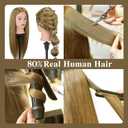 28" Mannequin Head Human Hair, 80% Real Hair Mannequin Head, Cosmetology Manikin Doll Head for Hair Styling Set #27, Training Practice Braiding Head with Table Clamp Suitable for Hair Extensions