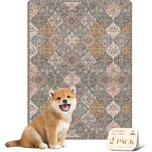 nunubaby Washable Pee Pads for Dogs, Stylish, Non-Slip and Leak-Proof Pee Pads. Reusable Potty Pads for Dogs for Crates and Floors.(Brown/Multi, 18" x24")