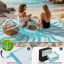 Garvee Outdoor Rug 9x12 Waterproof Patio Rugs with Boho Sun Pattern, Reversible Plastic Straw Camping Rugs Outdoor Indoor RV Mat Carpet for Deck, Backyard, Picnic, Porch, Balcony, Beach, Light Blue