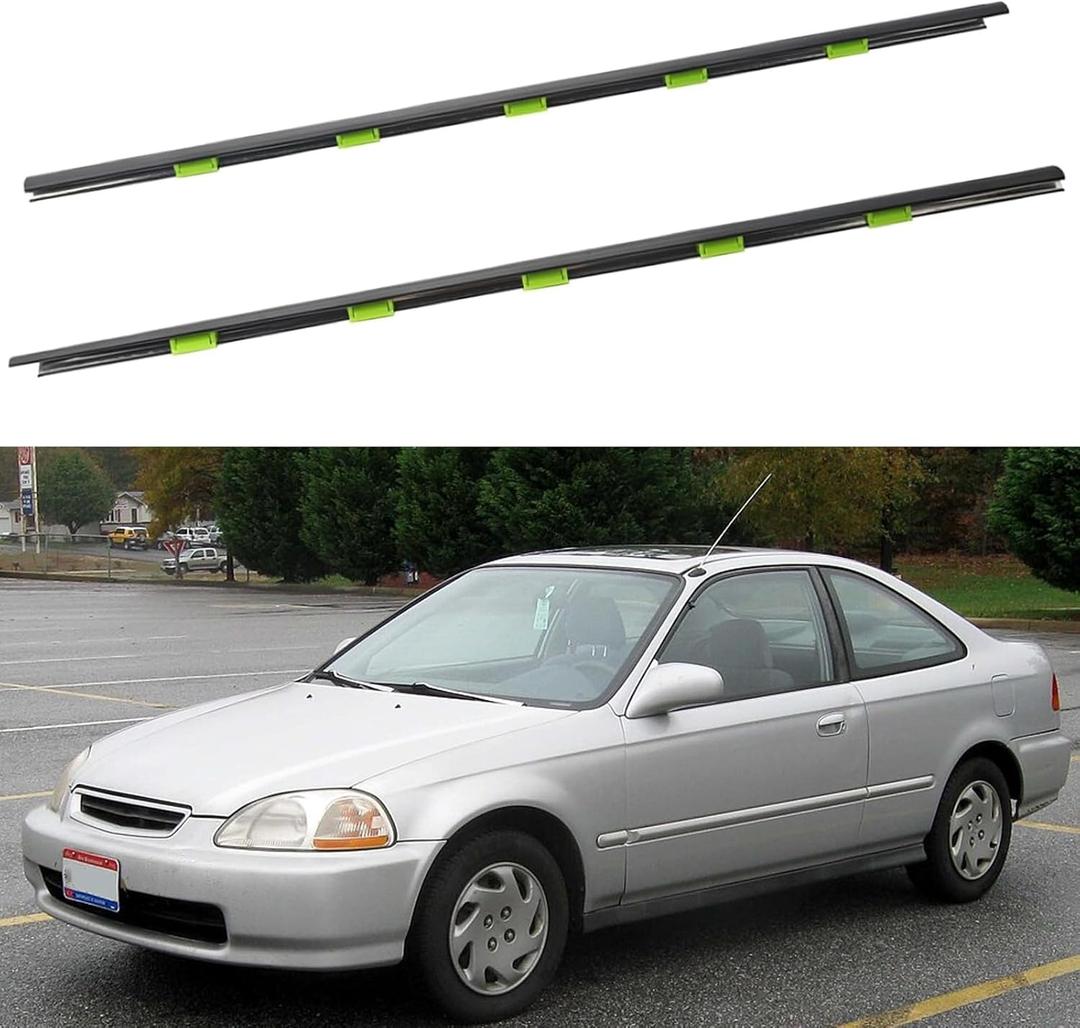 Door Window Weather Molding Trims, Weatherstrip Window Belt Molding Driver and Passenger Side Compatible with Honda Vehicle Civic Coupe 1996-2000 Replace# 72410-S03-003 72450-S03-003