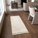 Beautiful 2x6 ft. Boho Runner Rug with Tassels for Your Hallway, Bedroom Or Living Room - Soft Cotton Carpet Fits Perfectly in Any Kitchen/Dining Space - Washable Rug Enhances Any Home Decor (Cream)