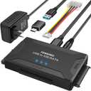 FEMORO Hard Drive Reader IDE SATA to USB 3.0 + USB C Adapter, 3in1 Ultra Data Retrieval Converter Kit with 12V/2A Power Supply for Internal 2.5'' SSD 3.5'' HDD IDE SATA Blu-ray Drive