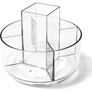 Rotating Acrylic Pen Holder, Clear Pencil Holder for Desk, 360 Degree Rotating Makeup Brush Holder and Storage Organizer, Modern Desk Organizer for School, Home and Office.