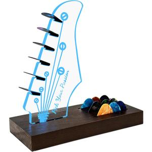 NZNDB Light Up Guitar Pick Holder, Wooden Guitar Pick Holder for Picks Storage and Display, Music Gift for Men Guitar Music Lovers Players Guitarist, Guitar Accessories