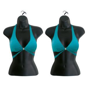 Female Mannequin Torso Hollow Back Body Stackable Dress Form with Hanging Hooks for Tshirt Display, Countertop, Craft Shows, Photos and Design, S-M Clothing Size (Black, Set of 2)