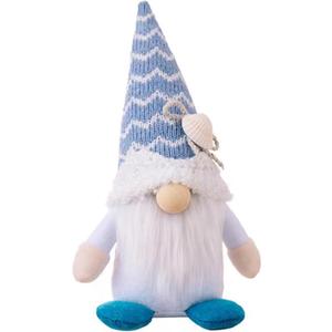 Summer Gnomes Decorations, Beach Gnome Plush Decor for Home Ocean Day Gnomes Tiered Tray Decor Handmade Tomte Swedish Nisse Scandinavian Elf Dwarf,Birthday Gnome Gifts, White