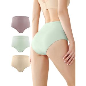 BATTEWA Incontinence Underwear for Women,Leak Proof Underwear Washable Absorbency Cotton Panties Bladder Leakage Protective 50ML(3Color,Large,3-Pack)